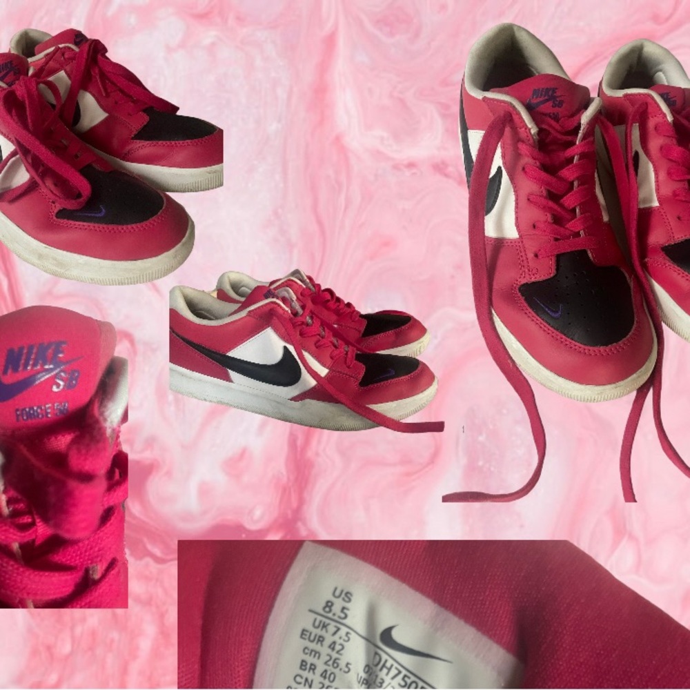 NIKE SB Force 58 Premium Skate Shoes, pink/ purp. Size 8.5.